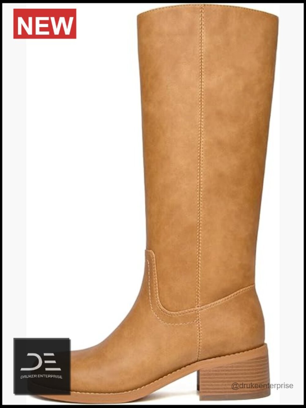 Knee High Boots Square Toe Chunky Block Heel Low Heel Riding Tall Boots Wide